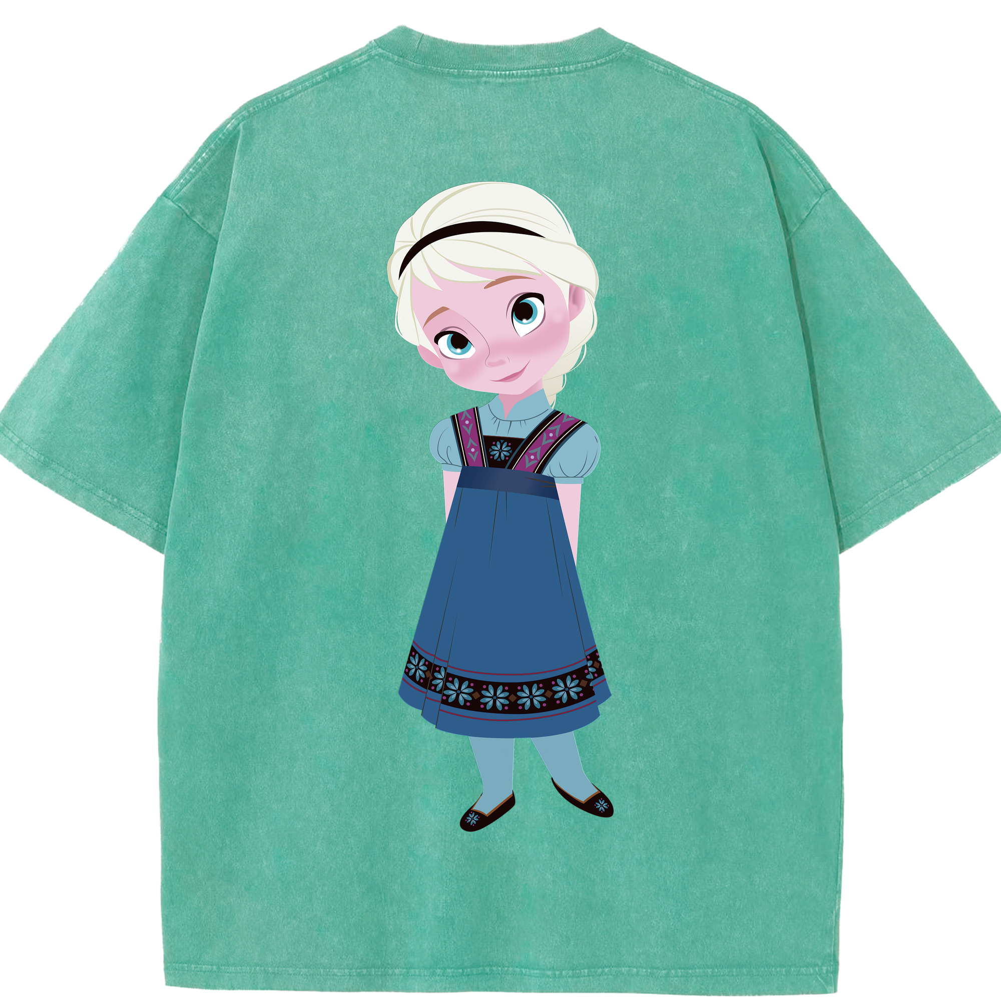 （画像用） アナと雪の女王 アンナ エルサ Frozen Anna Elsa 綿100% ヴィンテージ風 半袖Tシャツ（背面プリント）